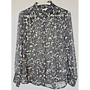 GAP Shirt Women's Size XS Mesh Camo Animal Print Long Sleeve Top Sheer